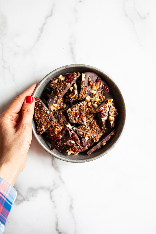 Vegan Dark Chocolate Granola Bark