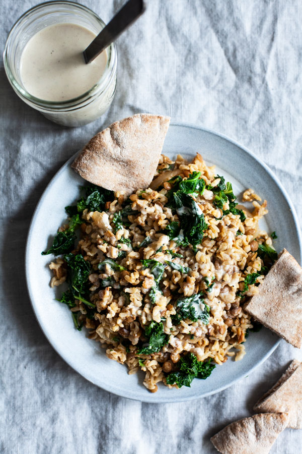 Cumin Spiced Lentils and Rice with Everyday Lemon Tahini Dressing