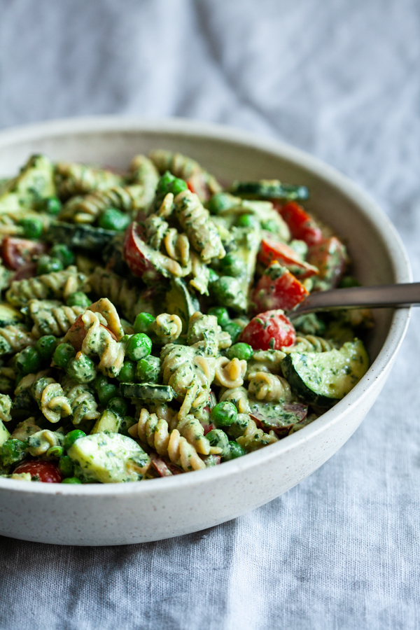 Tahini Pesto Pasta Salad | The Full Helping