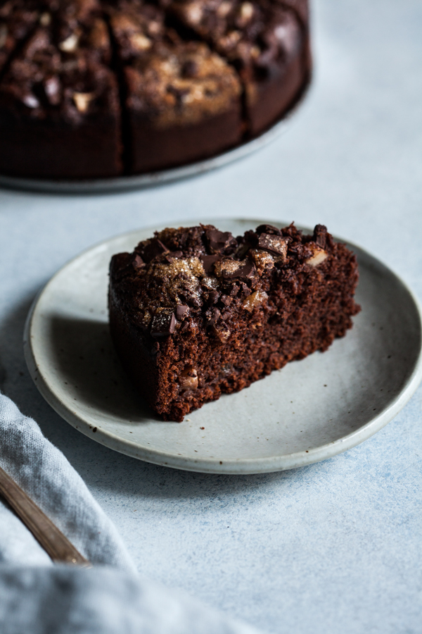 Vegan Dark Chocolate Pear Cake