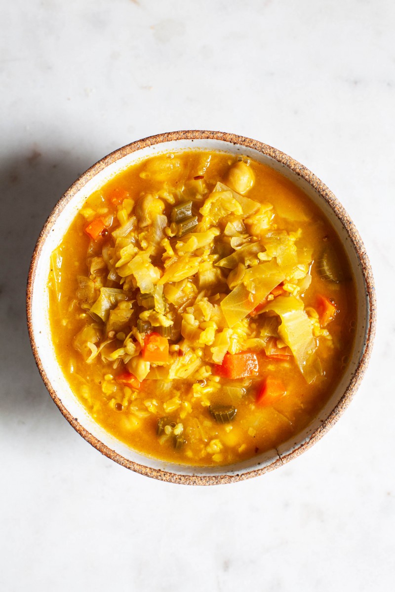 Spicy Cabbage Chickpea Soup